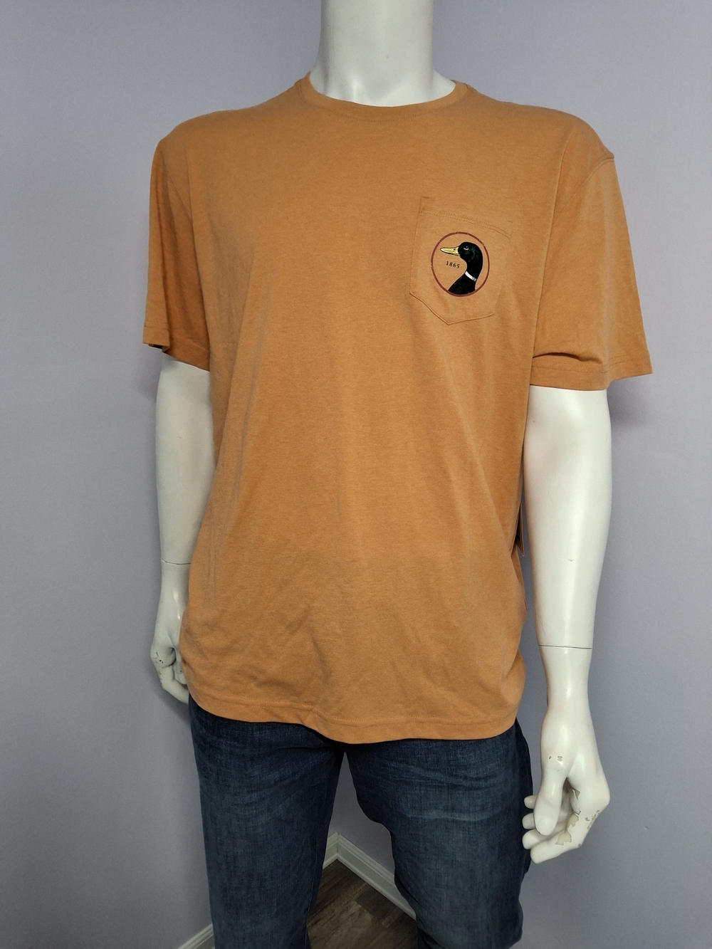 Men's Duck Head Orange Pocket Graphic Crew Neck Size XL